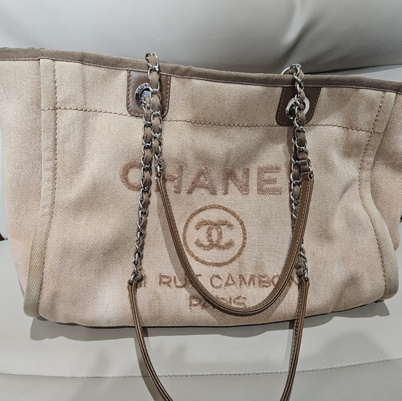 Canvas Sequin Small Deauville Tote Ecru - Picture 2 of 12